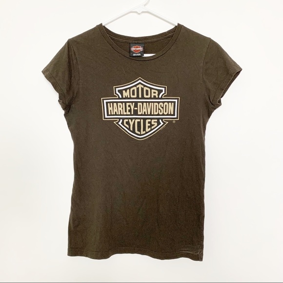 Harley-Davidson Tops - Harley Davidson Brown Fitted Tee L #2031